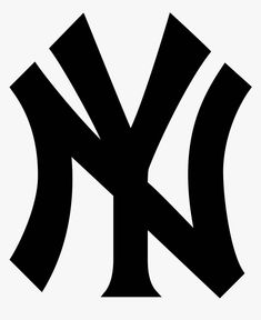 the new york yankees logo is shown in black and white, with an x on it