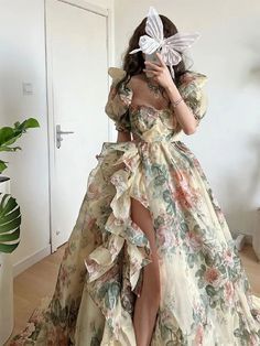 Chiffon Maxi Dress Summer, Long Dres, Party Dress Women, Floral Party Dress, France Vintage, Pretty Princess, Fairytale Dress, Midi Dress Party, Vestidos Vintage