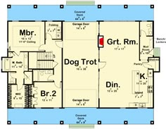 the floor plan for a two story house with an attached garage and living room area