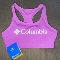 Nwt Womens Purple Columbia Sports Bra Size Small Medium Support Wicks Moisture Removal Pads Racerback Straps Casual Purple Racerback Sports Bra, Athleisure Sports Bra For Outdoor Activities, Cotton Racerback Sports Bra, Columbia Hat, Columbia Dresses, Columbia Vest, Over The Calf Socks, Athletic Skort, Columbia Pants