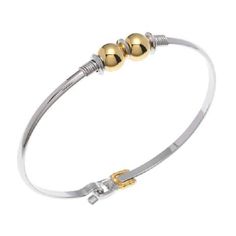 These beautiful bracelets are hand crafted and hand polished in the USA. Cast in lead free pewter and layered in sterling silver and 24 karat gold two tone finish. It has an easy On/Off hook clasp. Available in Medium (7.25 inches) orr large 8". These lovely beachside bracelets offer cool casual comfort. Great to layer together! Comes beautifully gift boxed. Adjustable Yellow Gold Nickel-free Bracelet, Classic Gold Bracelet Nickel Free, Classic Adjustable Gold Brass Bracelet, Classic Gold Nickel-free Bracelet, Adjustable Stackable Sterling Silver Bracelet For Anniversary, Adjustable Nickel-free Gold Bracelet, Adjustable Nickel Free Gold Bracelet, Adjustable Double Band Gold Bangle, Adjustable Gold Bracelets With Polished Finish