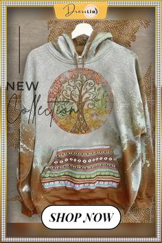 Retro Printed Tie Dye Long Sleeve Pocket Hoodies Diy Vetement, Tie Dye Long Sleeve, Winter Trends, Vintage Casual, Mode Inspiration, Long Sleeve Sweatshirts, Sleeve Cotton, Hoodie Fashion, Hoodies Womens