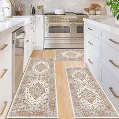 the kitchen is clean and ready to be used as a placemat or floor mat