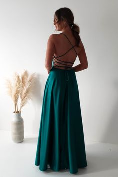 Shantal Satin Gown | Teal Green Teal Prom Dresses Turquoise, Prom Dresses Turquoise, High School Dance Dresses, Teal Formal Dress, Teal Prom Dresses, Black Tie Bridesmaids, Teal Aesthetic, Prom Picture Poses, Prom Picture