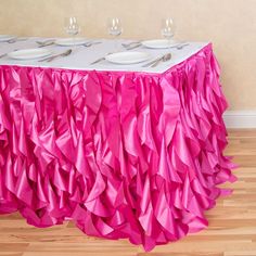 17 ft. Curly Willow Table Skirt Fuchsia Glitter Table Cloth, February Wedding Colors, 15 Year Wedding Anniversary, Hot Pink Tutu, Tutu Table Skirt, Tutu Table, Tulle Table Skirt, Gold Sequin Fabric, Tulle Table