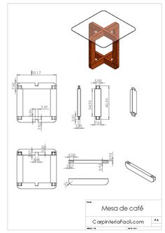 a drawing of a coffee table with the top and bottom section cut out to show measurements