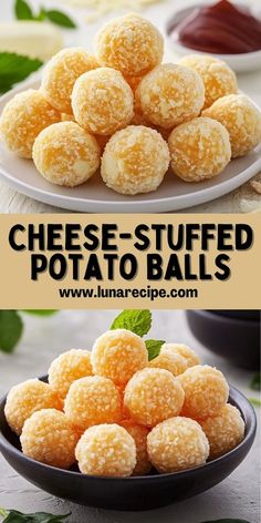 🧀🥔 Crispy, cheesy, and incredibly delicious, Cheese-Stuffed Potato Balls are the ultimate crowd-pleasing appetizer. With a gooey cheese filling and perfectly golden crust, they’re great for game nights, parties, or a cozy snack. No deep frying needed. Try this easy recipe and add a little comfort to your next gathering. Click to learn how to make this snack for all cheese lovers 🧀 #CheeseStuffedPotatoBalls #EasyAppetizers #ComfortFood #PotatoBalls #GameDaySnacks #CrispyCheeseBalls 🍟🧄 Cheese Filled Balls, Cheese Stuffed Potato Balls, Potato Appetizer Recipes, Bluezone Recipes, Potato Cheese Balls Recipe, Potato Cheese Bites, Cheesy Potato Balls, Ball Food, Potato Cheese Balls