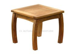 a small wooden table with legs