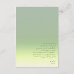 a green and yellow ombreed business card