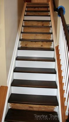 the stairs are painted white and brown