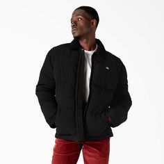 This Men's Overbrook Puffer Jacket may look familiar. That's because it's our iconic Eisenhower jacket, reimagined as a puffer jacket. This winter wear features a corduroy collar, a water-resistant exterior, and a functional pencil pocket on the sleeve. We've designed and constructed it out of lightweight fabric so you can stay comfortable and warm without sacrificing style. Whether you're wearing this for work or play, you'll love the look and feel of the Overbrook Puffer Jacket. No wonder it's Eisenhower Jacket, Winter Weather, Mens Outerwear, Winter Wear, Clothing Company, Puffer Jacket, Lightweight Fabric, Work Wear, Puffer