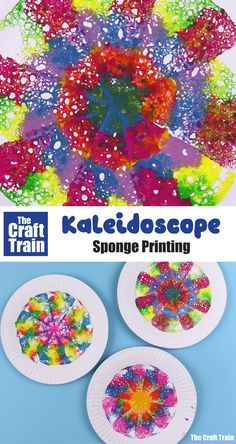 the craft train kaleidoscope sponge painting is an easy art project for kids