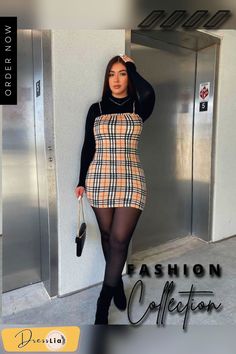 Vintage Plaid Spaghetti Strap Skinny Hot Dresses Bodycon Fashion, Vintage Plaid, Color Pick, Hot Dress, Strap Dress, Spaghetti Strap Dresses, Fashion Flats, Above Knee, 1 Million