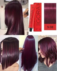 Womens Hair Medium Length, Magenta Brown Hair, 4rv Hair Color, Dark Violet Hair Burgundy, Purple Burgundy Hair, Cherry Wine Hair Color Burgundy, Igora Hair Color, Pelo Color Borgoña, Pelo Color Vino