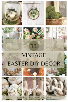 vintage easter decor collage with text overlay