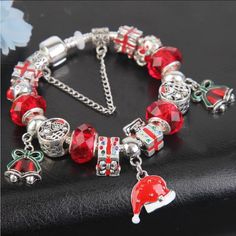 Santa Clause Presents Xmas Charm Bracelet. Length 23cm Clasp Type Pandora Style