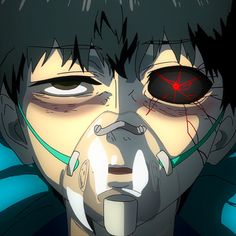 an anime character with blood on his eyes