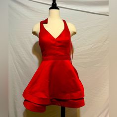 Nwt City Vibe Red Fit And Flare Dress Halter With Bow Detail In Back Zip Closure Size 7 Small Scratch On Front (See Photo) Great For The Holidays / Christmas Red A-line Mini Dress For Holiday, Red Sleeveless Mini Dress For Cocktail, Red Sleeveless Mini Dress For Holiday, Red Knee-length Holiday Dress, Red Knee-length Dress For Holiday, Red Knee-length Mini Dress For Holiday, Red Fit And Flare Dress, Red Flare, Red Fits