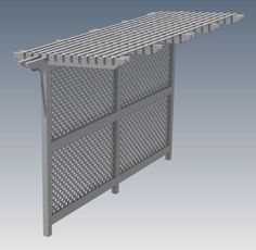 a metal structure with perforated panels on the top and bottom, against a gray background