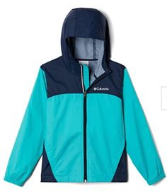 Brand NEW with tags- Youth Boys Columbia Glennaker Rain Jacket- Bright Aqua/Navy- Waterproof with Hood- Size Medium Dimensions are pictured above. -ADVANCED TECHNOLOGY: Columbia Youth Boys Glennaker Rain Jacket is crafted of a waterproof nylon shell durable enough to withstand anything from drizzle to downpour at a moment's notice. -HANDY FEATURES- This Boy's soft shell rain jacket features two zippered side pockets, elastic cuffs, an elastic hem, a hood, and reflective detailing to ensure ultimate security and protection. -COMFORT AND WARMTH- Crafted of a waterproof 100% Nylon shell, this boys' rain jacket is lightweight while remaining protective. It's the perfect layering piece as well as the perfect first line of defense for rainy play dates. Blue Windbreaker For Fall Outdoor Activities, Blue Windbreaker For Outdoor Fall Activities, Navy Outerwear For Fall Outdoor Activities, Sporty Navy Outerwear For Fall, Navy Windbreaker For Fall Outdoor Activities, Navy Windbreaker For Outdoor Fall Use, Navy Windbreaker For Fall Outdoor, Navy Windbreaker For Outdoor Fall Occasions, Navy Hooded Outerwear For Spring