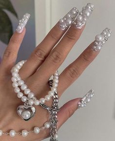 Pearls Nails, Jersey Nails, Natural Nail Art, Gem Nails, Diy Beauty Hacks, Birthday Nails