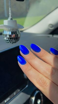 #blue #nails #nailinspo #cute #popular #almond #almondnails #brightblue #aesthetic #vsco #trend #trending #natural #color #summernails #bluenails #pretty #top #pinit #discover Almond Nails Periwinkle, Plain Nails Almond Shape, Almond Acrylic Nails One Colour, Almond Nail Solid Color, Nail Inspo Almond Simple Solid Color, Pretty Solid Color Nails, Basic Nails Blue, Short Blue Almond Nails, Almond Nails One Color