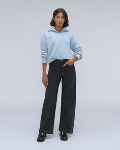 The Baggy Jean Ink Wash – Everlane Baggy Jean, Summer Jeans, Ink Wash, Soft Summer, Clothing Inspiration, Baggy Jeans, Capsule Wardrobe, Loose Fitting, Wide Leg