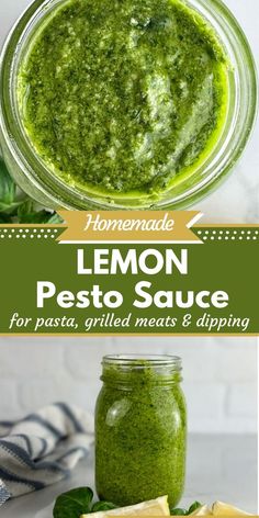 homemade lemon pesto sauce for pasta, grilled meats and dipping - this recipe is so easy to make