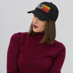 Expand your headwear collection with this fashionable dad hat. With a slightly distressed brim and crown fabric, it’ll add just the right amount of edge to your look. For a quick and easy outfit pair it with slacks, your favorite jeans, and a sports tee.• 100% pre-shrunk cotton twill• Soft crown• 6 sewn eyelets• 6 stitched rows on the brim• 6-panel unstructured cap with a low profile• Seamed front panel without buckram• Adjustable hook and loop closure• Blank product sourced from China Tops Manga Larga, Black Caps, Distressed Hat, Easy Outfit, Sports Tee, Base Ball, Kendo, Sport T-shirts, Embroidered Hats