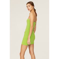 Green cotton plain weave (95% Polyester, 5% Elastane). Sheath. Sleeveless. Strapless. Back zipper closure. 26" from shoulder to hemline. Imported. Green Mini Dress With Straight Neckline, Summer One-shoulder Mini Dress With Back Zipper, Summer One Shoulder Mini Dress With Back Zipper, Sleeveless Summer Bodycon Dress Lined, Sleeveless Lined Bodycon Dress For Summer, Bodycon Sleeveless Dress With Straight Neckline For Summer, Stretch Dresses With Side Zipper For Summer, Stretch Summer Dress With Side Zipper, Summer Stretch Dress With Side Zipper