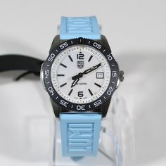 Item No. XS.3124M Luminox Pacific Diver Mother of pearl Dial Blue Rubber Strap Men's Watch XS.3124M Watch Features: Quartz Movement Stainless Steel Case Blue Rubber Strap Mother of Pearl Dial Date Display Analog Display Screw Down Crown Unidirectional Bezel Luminous Hands Luminous Markers Fold Over Clasp Case Diameter: 39mm Case Thickness: 12mm Lug Width: 22mm Max Wrist Size: 220mm Water Resistance: 200 Meters Sapphire Crystal Screw Case Back Free Priority Shipping on all orders in continental U Men's Watch, Sapphire Crystal, Fold Over, Diver, Quartz Movement, Stainless Steel Case, Mother Of Pearl, Markers, Stainless Steel