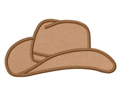 a cowboy hat is shown in the shape of an embroidered patch on a white background