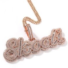 Great shopping ideas for Hip Hop Big A-Z Custom Letters Pendant Necklace Rose Gold Plated Bling T Zircon, Fashion Jewelry Baguette Pendant, Hip Hop Bling, Necklace Rose Gold, Letter Pendant Necklace, Custom Pendants, Initial Ring, Necklace Rose, Cz Jewelry, Custom Letters