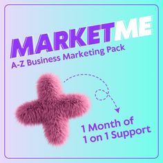 a pink teddy bear with the words market me on it's back and an arrow pointing