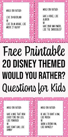 the free printable disney themed questions for kids to use on their own phone or tablet