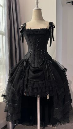 43099564671023|43099564769327|43099564834863|43099564867631 Black Corset Dress, Corset Skirt, Goth Dress, Antique Dress, Fairytale Dress, Dress Suit, Black Corset, Gothic Dress, Black Set