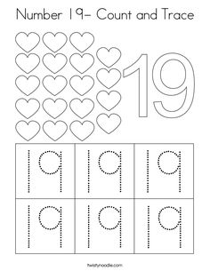 numbers 1 - 10 and trace worksheet with hearts