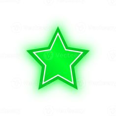 a green neon star on a white background