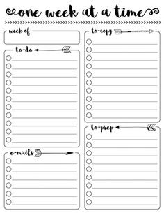 a printable one week at a time to do list with arrows on the side