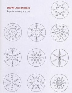 the snowflake baubles are shown in four different styles and sizes,