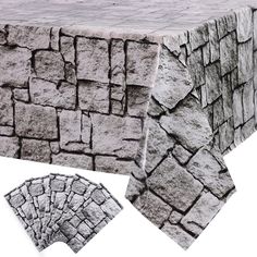 an image of a table that is made out of bricks and stone blocks with different shapes