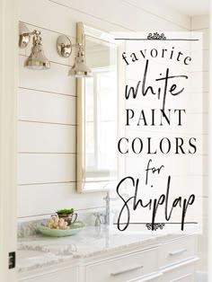 a bathroom with white paint colors for shiplap