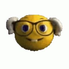 a smiley face with glasses on it's head