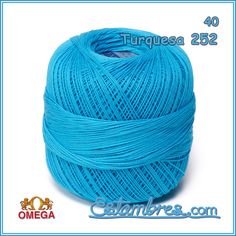 a ball of yarn that is blue and has the words turquesa on it