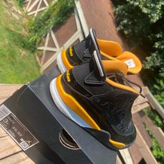 Size 3 Kids Jordan Dub Zeros Only Worn A Few Times Still In Perfect Condition And. Ones With Box. Jordans Kids Black, Black And Yellow Jordans, Black Mid-top Jordan Shoes With Cushioned Footbed, Jordan Dub Zero, Jordan 12 Black Taxi, Air Jordan Retro 11, Grey Jordans, Jordan 11 72-10, Jordan 11s