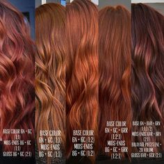 Redken Hair Color, Redken Hair Products, Red Hair Inspo, Different Shades Of Red, Hair Color Formulas, Ginger Hair Color, Hair Color Chart, Hair Color Auburn, Copper Hair Color