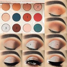 Step By Step Makeup Looks, Eye Makeup For Brown Eyes, Eye Makeup Natural, Teal Eyeshadow, Step By Step Makeup, Eyeshadow Tutorials, Brow Color, Makeup Step By Step