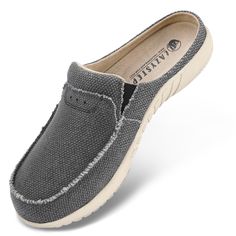 PRICES MAY VARY. Stylish & Casual: Mens slippers are fashioned with a breathable fabric upper and suede lining insole, which really keep dry and comfortable for all-day foot care Arch Support: Orthopedic slippers have arch support system and deep heel cup that help reduce foot fatigue and relieve pain from foot problems such as plantar fasciitis Slide-In Design: Roomy toe box design allows toes to unfold more naturally. Arch support slippers have open heels, easy to slip on and off, ensuring the Casual Gray Slippers With Textured Footbed, Casual Gray Slippers, Casual Slip-on Slippers With Textured Footbed, Casual Textured Slip-on Slippers, Gray Casual Slippers, Comfortable Cushioned Slip-ons For Leisure, Comfortable Canvas Slip-ons For Outdoor, Comfortable Cushioned Leisure Slip-ons, Comfortable Gray Slip-ons With Textured Sole