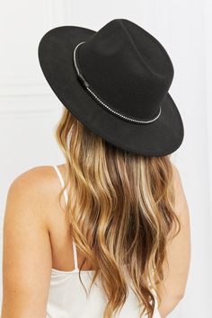 This hat is the perfect accessory for any occasion, adding a touch of sophistication and glamour to any outfit. This hat features a classic fedora shape with a wide brim, providing both style and practicality. The black color of the hat is versatile and can easily match with any outfit, while the mini rhinestone detailing adds a subtle yet beautiful touch of sparkle. Type: Fedora Pattern type: Solid Material: 100% polyester Imported Product measurements: Brim: 3 in Interior width: 6.8 in Height: Fedora Pattern, Black Fedora Hat, Black Fedora, Flat Brim Hat, Bring It Back, Affordable Jewelry, Bring It, Brim Hat, Fedora Hat