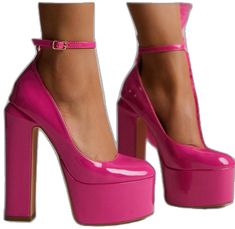 Bold Platform Heels In Patent Leather, Bold Pink Platform Heels, Bold Patent Leather High Heels, Women Wedges, Pink Pumps, Platform Heels Chunky, Womens Wedges, Chunky Heel, Chunky Heels